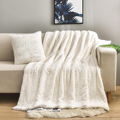Double sided faux fur throw blanket hot sale