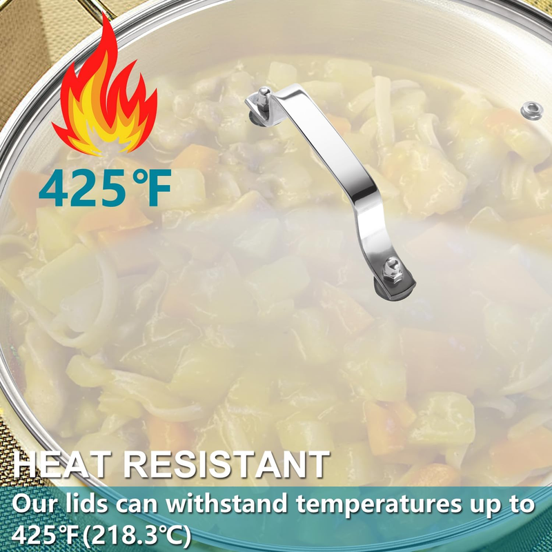 12 Inch Pan Lid - Glass Lid with Stainless Steel Handle for Frying Pan and Pots 