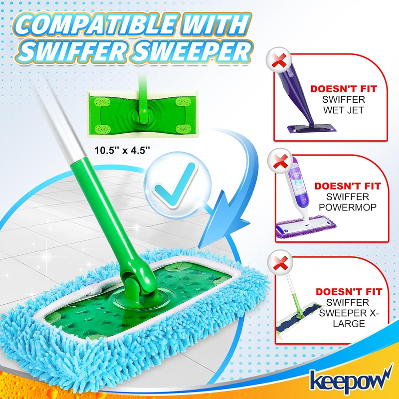 KEEPOW Wet Pads Refill for Swiffer Sweeper Mop - Dry Sweeping Cloths for Floor M
