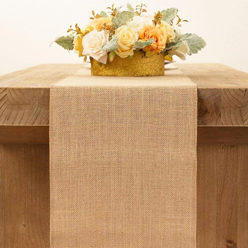 12 Pack 12" x 71" Burlap Table Runners, Rustic Jute Fabric Roll, Vintage Wedding