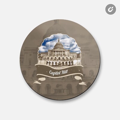 Capitol Hill Washington Dc World Landmark | 4'' X 4'' Round Decorative Magnet