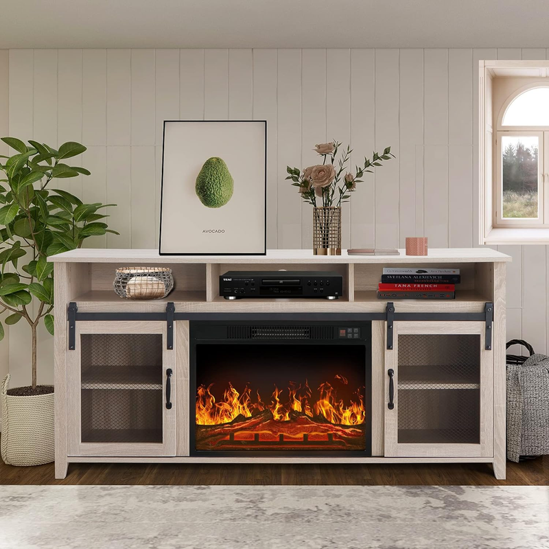 TV Stand for Tvs up to 65" with Electric Fireplace Included,Media Storage Televi