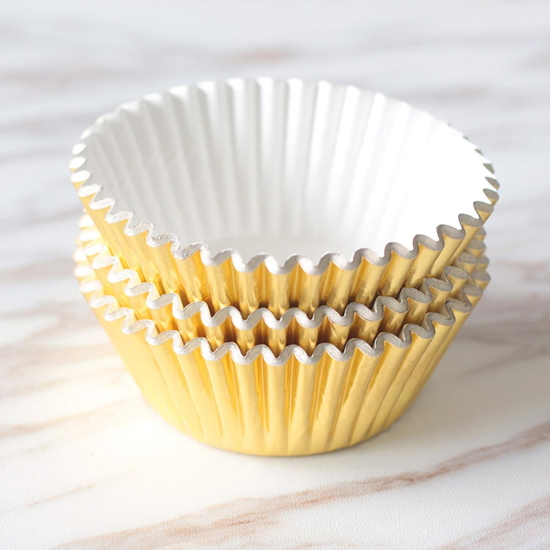 100Pcs Foil Metallic Cupcake Liners Baking Muffin Paper Cups Cases for Weddings,
