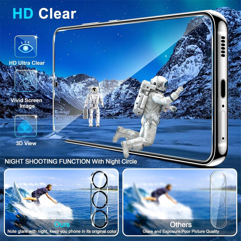 [3+3 Pack] Glass Screen Protector for Samsung Galaxy S24 FE 5G, 9H Tempered Glas