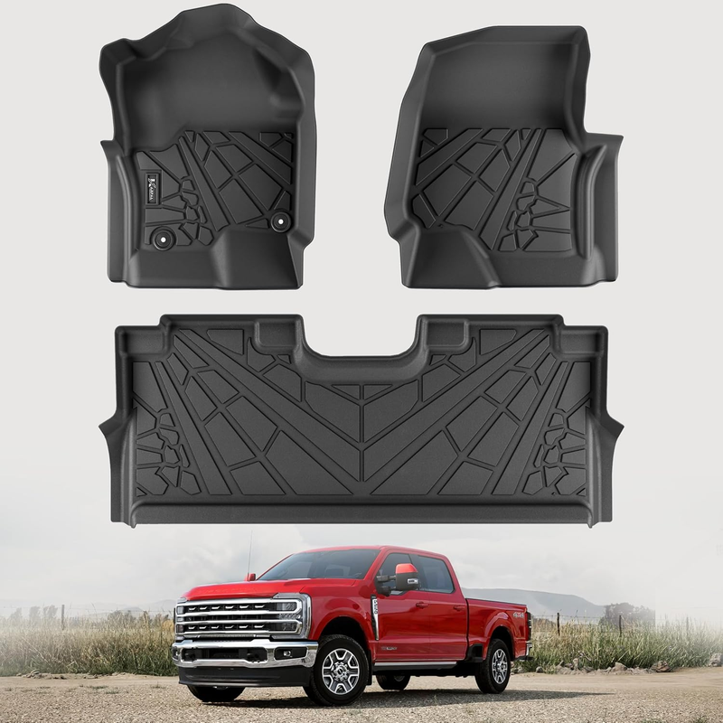 Floor Mats Fit for Ford F250/ F350/ F450 Crew Cab 2017-2025 (Rear U-Seat with Fo