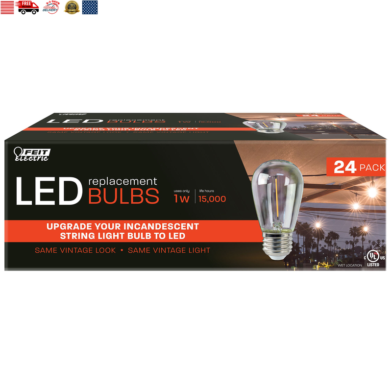 Feit Electric LED Replacement String Light Bulbs, 24-Pack LE