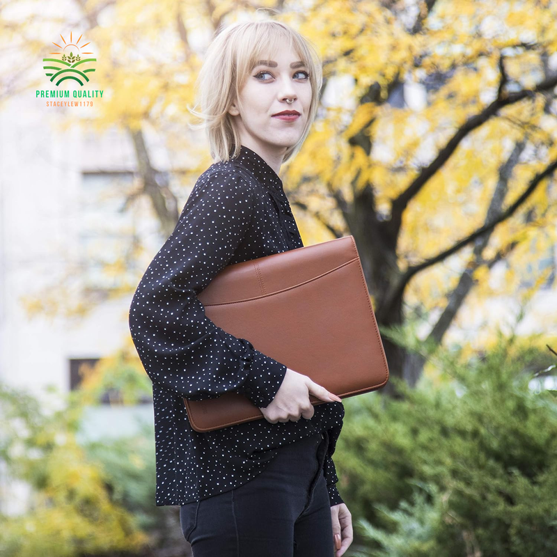 Padfolio Business Leather Portfolio Zippered Notebook Binder Office Organizer 10