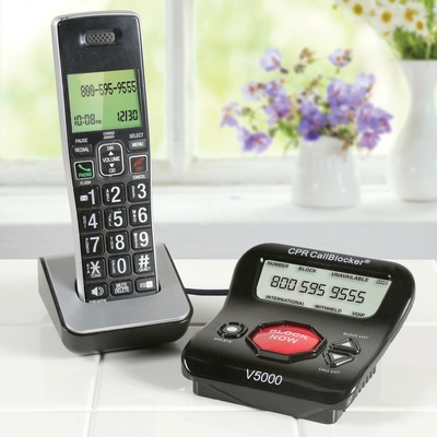 Call Blocker V5000 - Blocks Telemarketing Robo Calls on Home Phone, Easy To Use