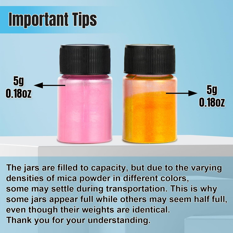 Mica Powder - 12 Colors x 5 g Pearlescent Resin Color Pigment - Glitter Mica Pow