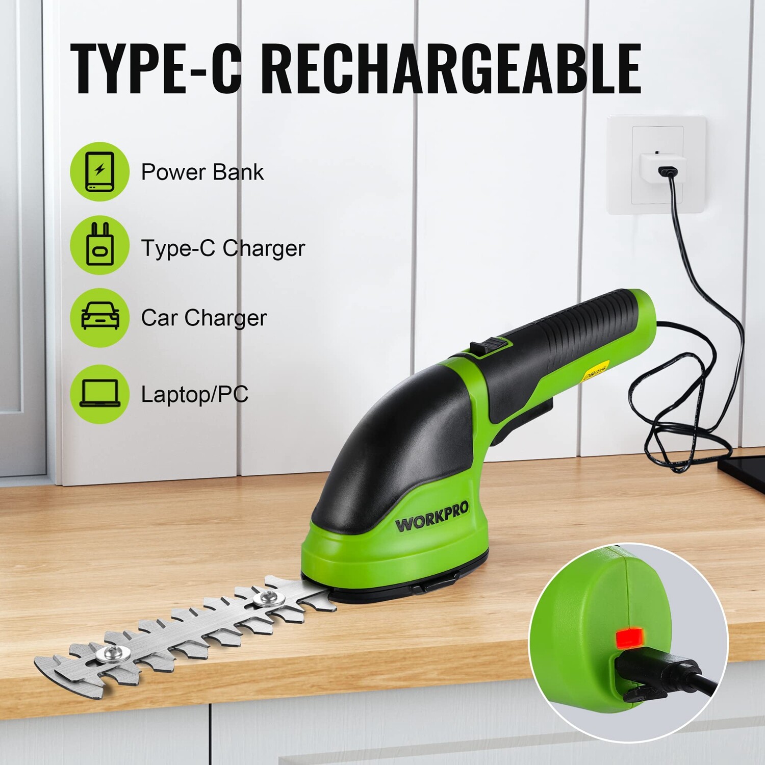 WORKPRO Cordless Grass Shear Shrubbery Trimmer 2-in-1 Hedge Shears/Grass Cutters