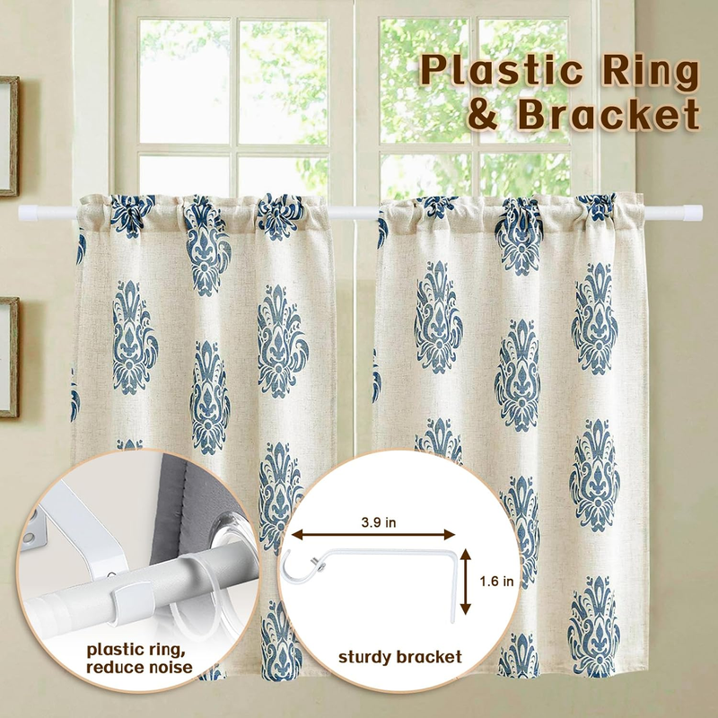 Matte White Heavy Duty Curtain Rods - 23 to 52 Inch, Set with Brackets