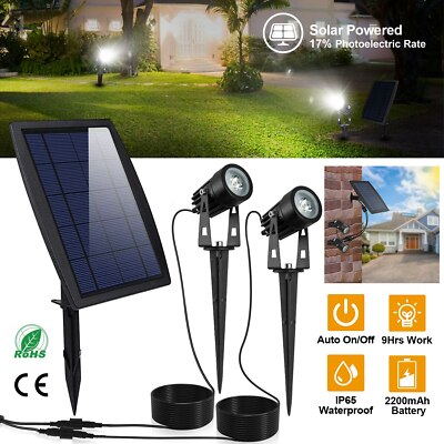 Garden Outdoor Waterproof LED Twin Solar Spot Lights Landscape Lighting 1000LM