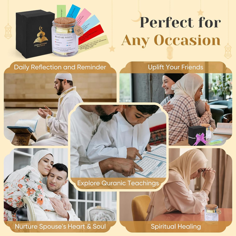 99 Quran Verses Jar in Arabic and English - Islamic Gifts for Muslim Women, Men,