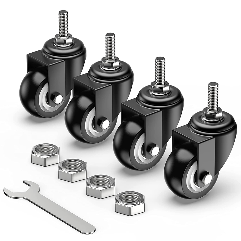 Casters Set of 4 Heavy Duty 2 Inch, Swivel Threaded Stem Caster Wheels with Lock