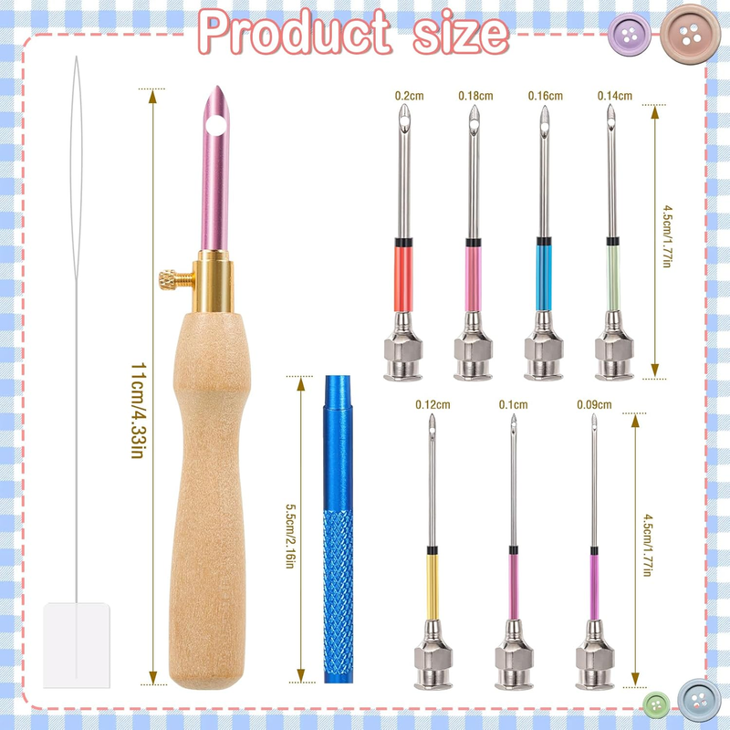 10Pcs Punch Needle Kit, Adjustable Punch Needles Embroidery Pen Tool with 7 Size