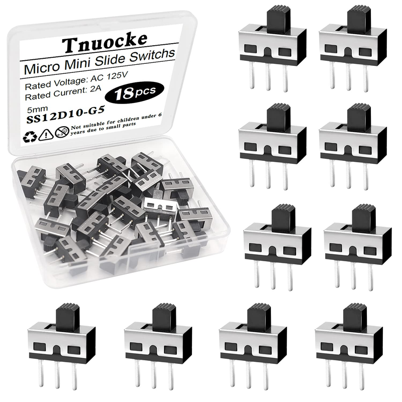 18PCS 5mm SPDT Slide Switch 3 Pin 1P2T 2 Position Panel Mount ...