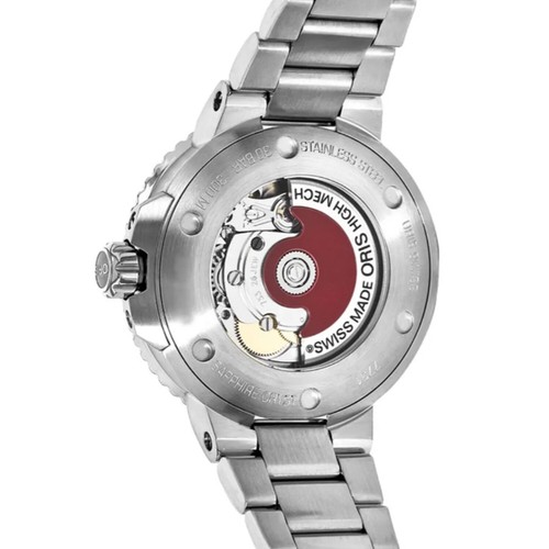 Pre-owned Oris 01 733 7766 4158-07 8 22 05peb Men's Aquis Date Relief Red Dial Automatic