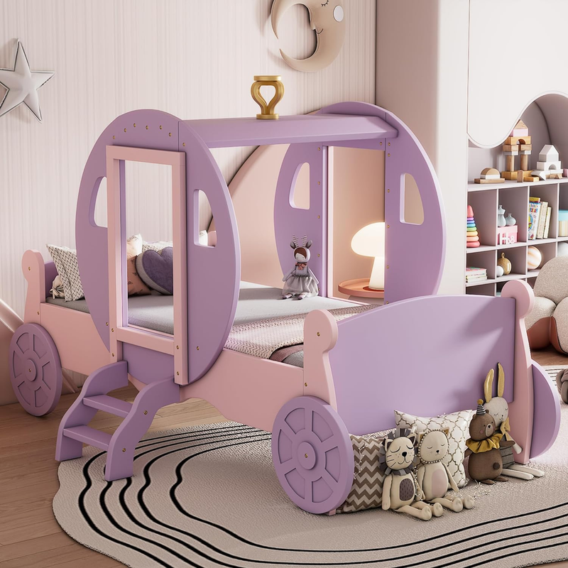 For Girls, Wood Platform Bed With Headboar