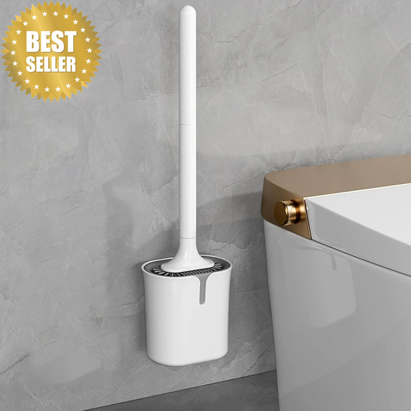Toilet Brush and Holder Set, TPR Soft Bristle Bowl Cleaner Brush with Tongue-Sha
