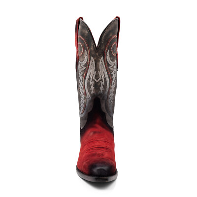 Pre-owned Ferrini Womens Roughrider V-toe Red Leather Cowboy Boots