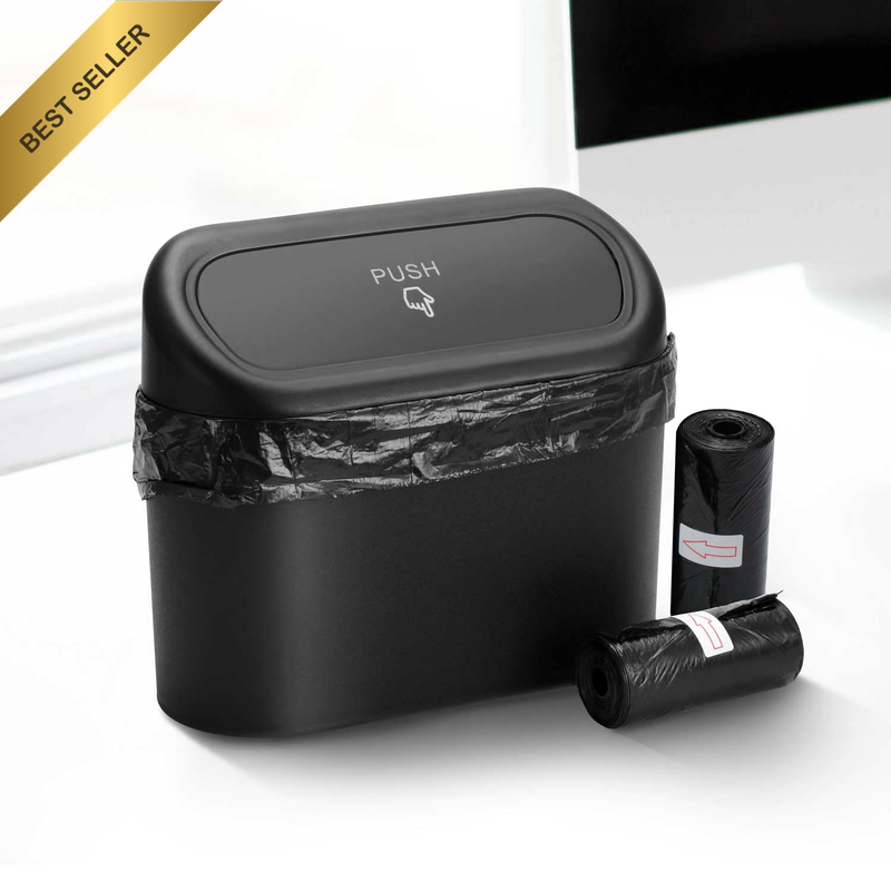 Car Trash Can with Lid, Mini Car Trash Can and 40 Small Trash Bags, Car Seat wit