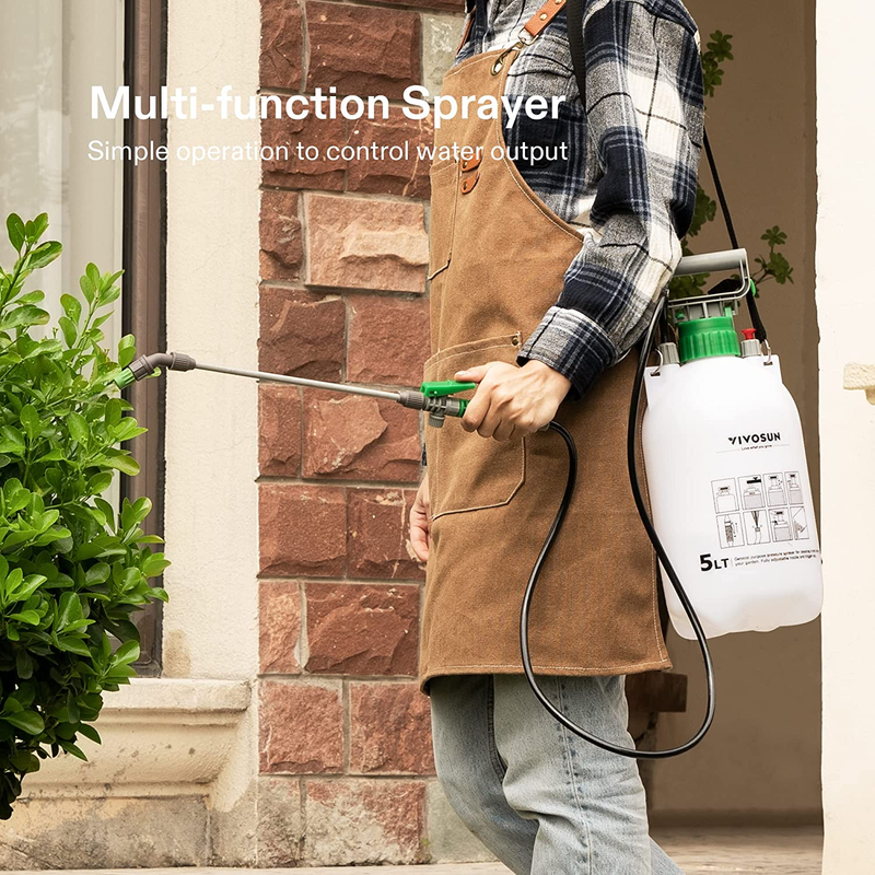 1.3 Gallon Pump Pressure Sprayer, 5L Pressurized Lawn & Garden Water Spray Bottl