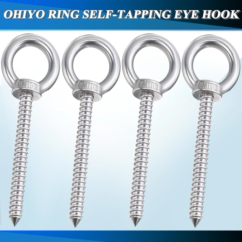 Heavy Duty Eye Hooks 5Inch Self Tapping Eyelet Screw Load Capacity 700LBS Heavy