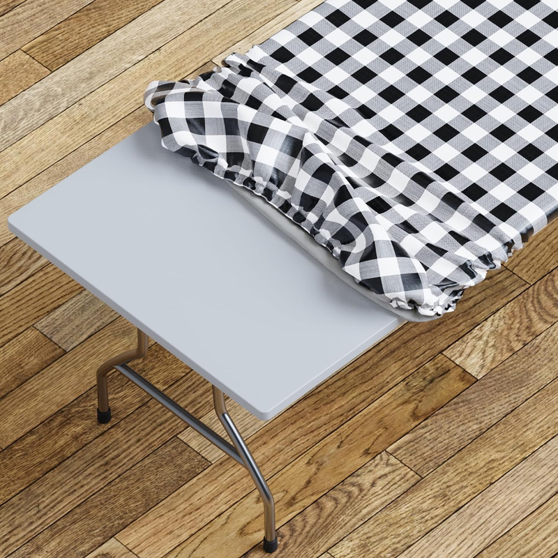 Tablecover -Fitted with Elastic, Vinyl with Flannel Back, Fits for Table 48"X 24