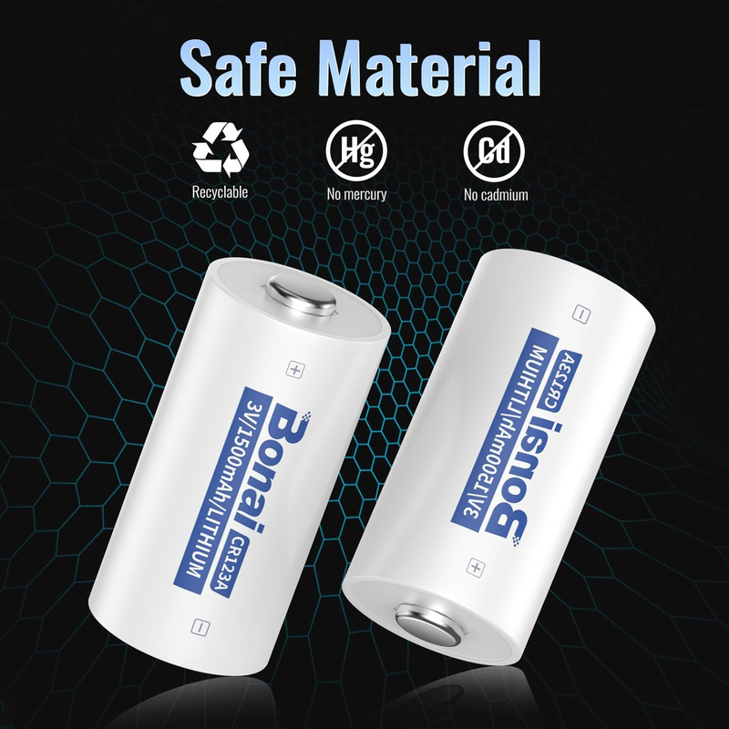 CR123A 3V Lithium Battery 1500mAh, 8 Pack Non-Rechargeable CR17345 CR17335 DL123