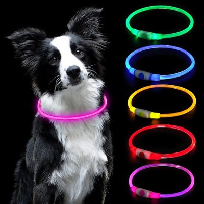 AUAUY LED Leuchthalsband Hund, USB Aufladbar Längenverstellbarer Haustier
