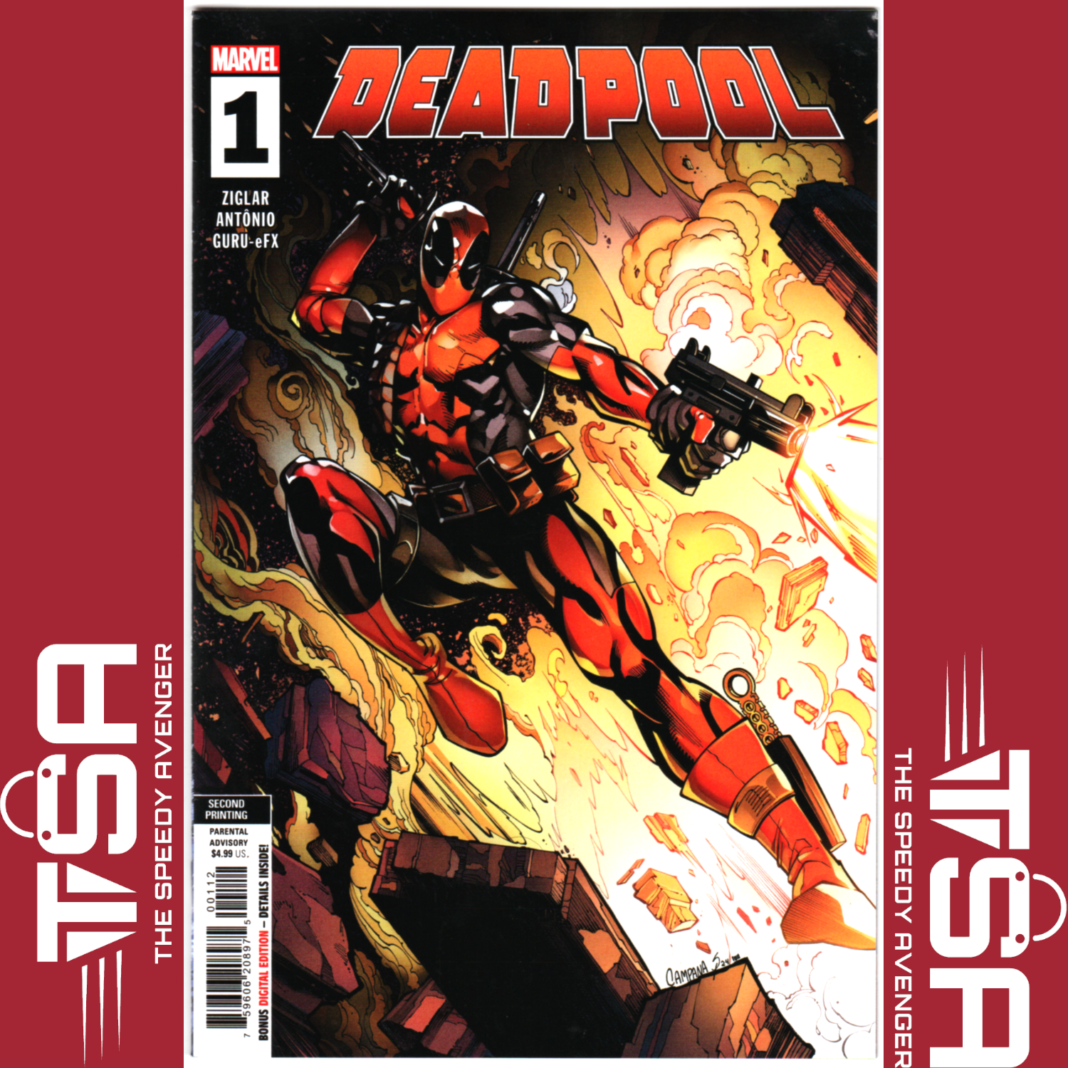 DEADPOOL #1 (Vol 9) Chris Campana 2nd Printing Variant 2024 Marvel DEATH GRIP