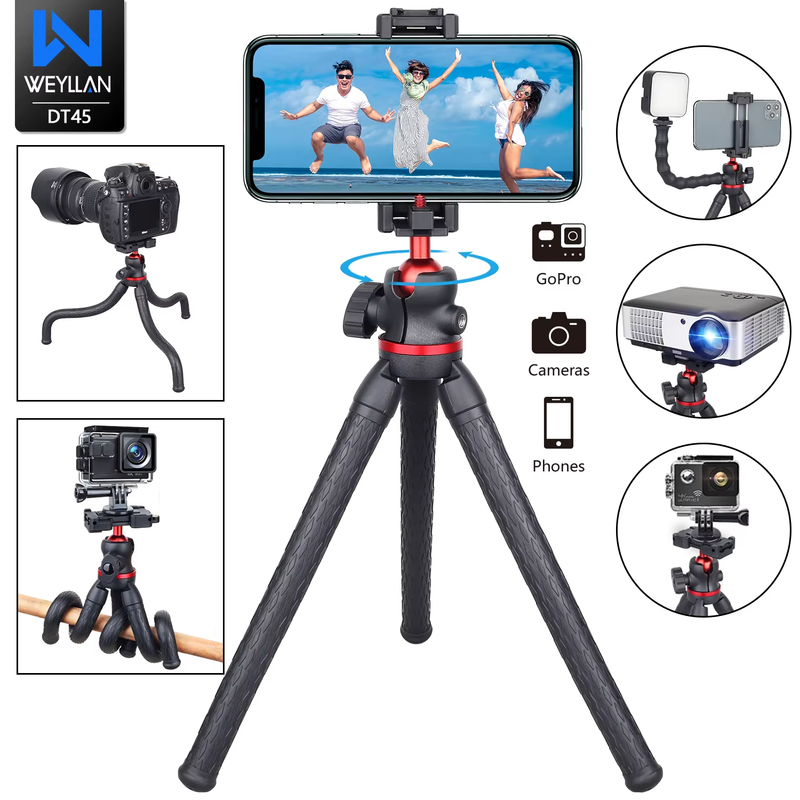 DT5 Flexible Octopus Tripod for Phone DSLR Camera Remote Control Portable Versat