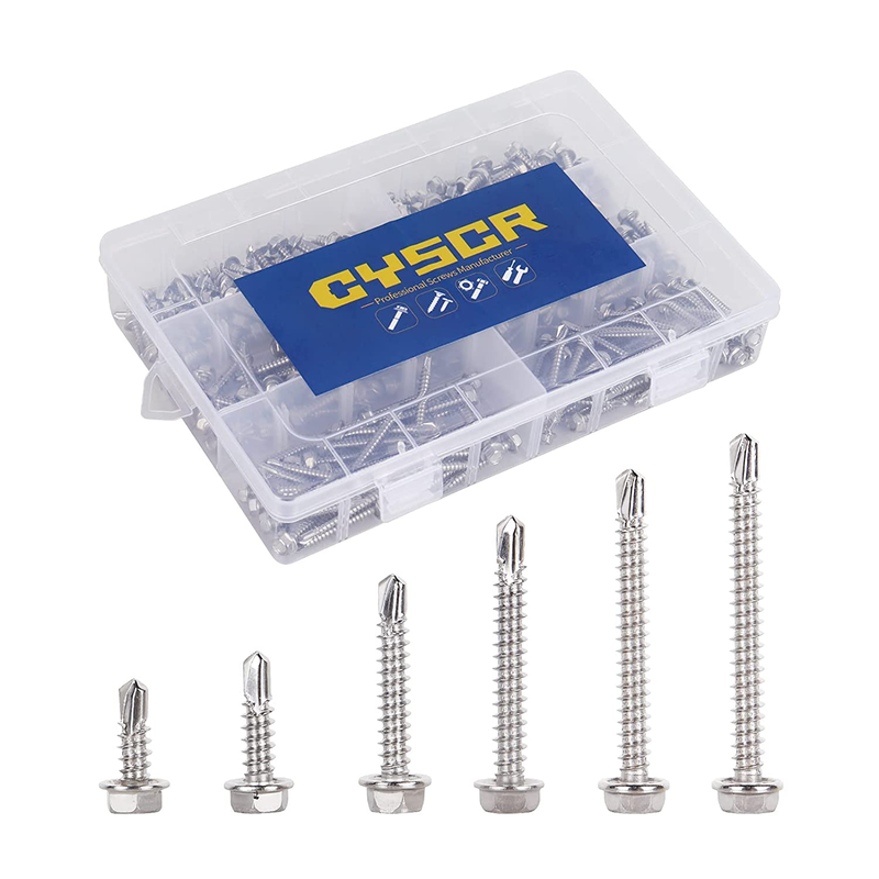 Self Tapping Screws for Metal Zinc Plated Machine Screws Hex Washer 240 PCS