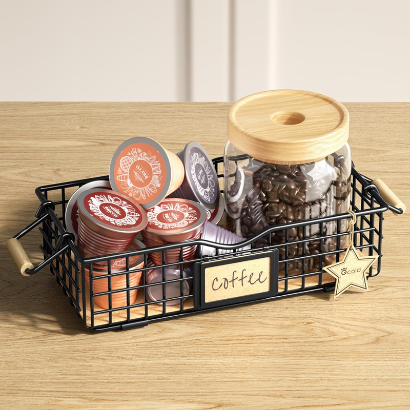 Coffee Pod Basket for Counter, Wire Coffee Pods Holder for K Cup, Coffee Bar Acc
