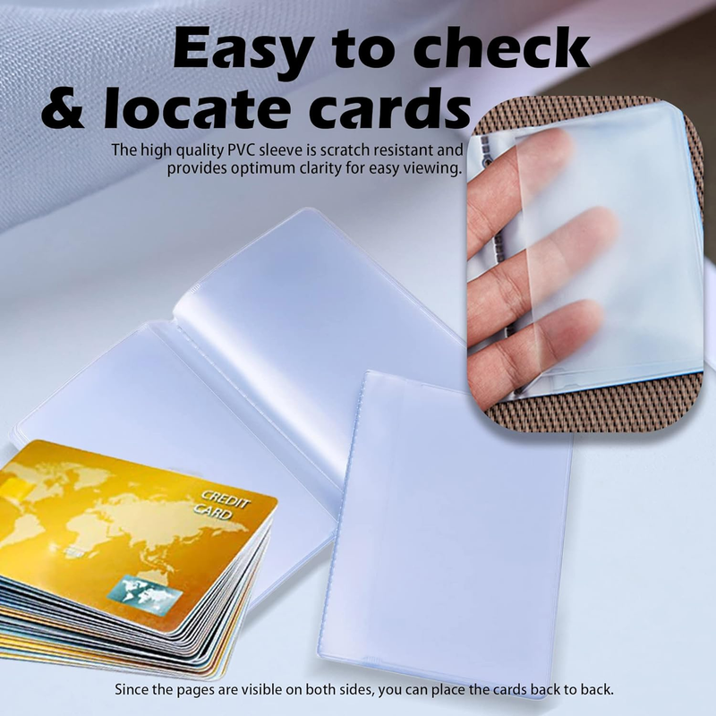 Plastic Wallet Insert Credit Card Holder Transparent (10 Page 20 Slots, 1 Pack)