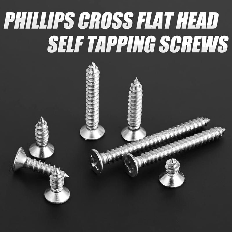 400 Pieces M3 Self Tapping Screws Stainless Steel Phillips Wood Screw 6mm - 30mm
