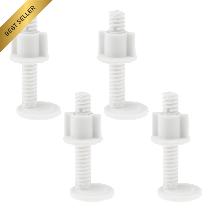 4 Pair Toilet Seat Repair Screw Kit Plastic Hinge Bolts White 10mm x 60mm