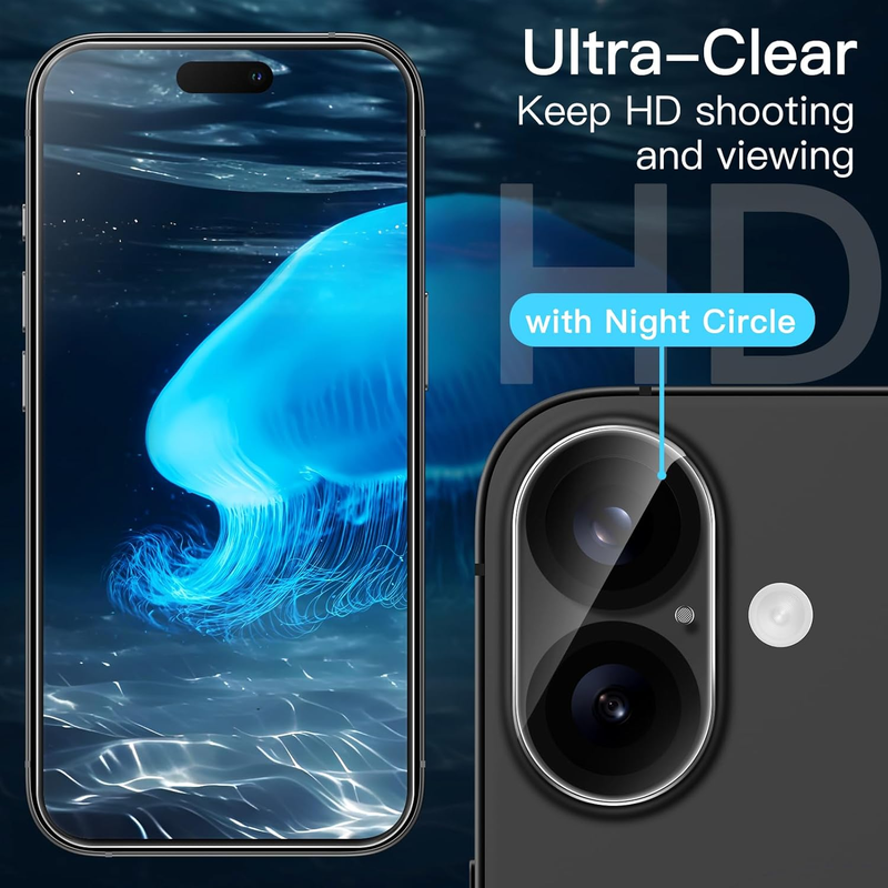 5 in 1 Matte Case for iPhone 16 6.1-Inch with 2-Pack Each Tempered Glass Screen