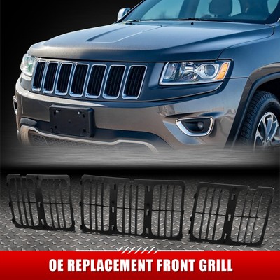 [3шт] Для 14-16 Jeep Grand Cherokee OE Style Черная вертикальная вставка в решетку радиатора