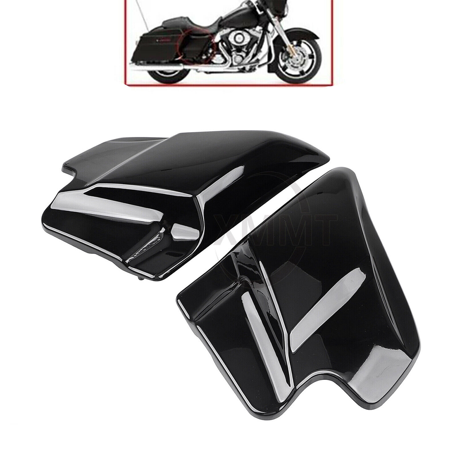 Gloss Black Side Covers Panel For Harley Touring Road Street