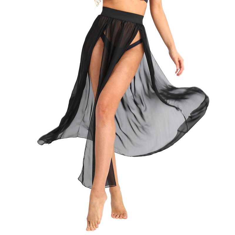 boho chiffon split maxi skirt