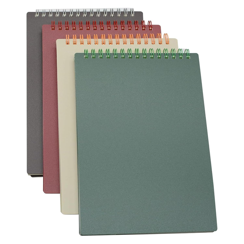 Uniiking® A5 Spiral Notebook, Top Bound Spiral Notebook, 4 Pcs 4 Color A5 Size T