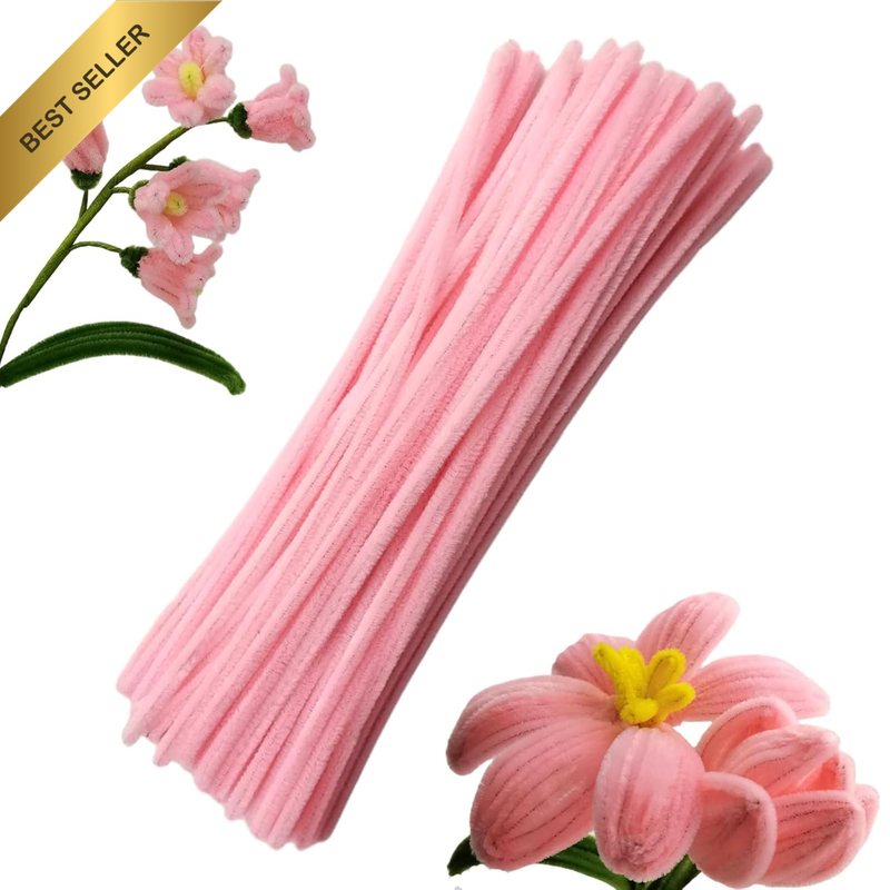 100-Piece Solid Color Pipe Cleaners Set - Bendable Chenille Stems for DIY Arts,