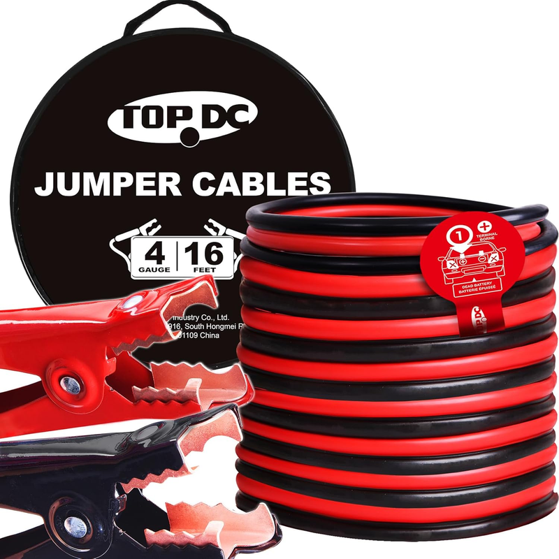 Cables de puente de calibre 4 de 16 pies para baterías de automóviles, SUV y camiones.