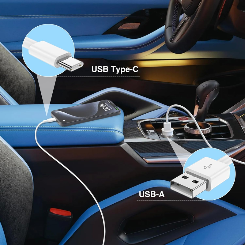 USB to USB C Cable for iPhone 16/15 [MFi Certified] Carplay Cable Car Charger Co