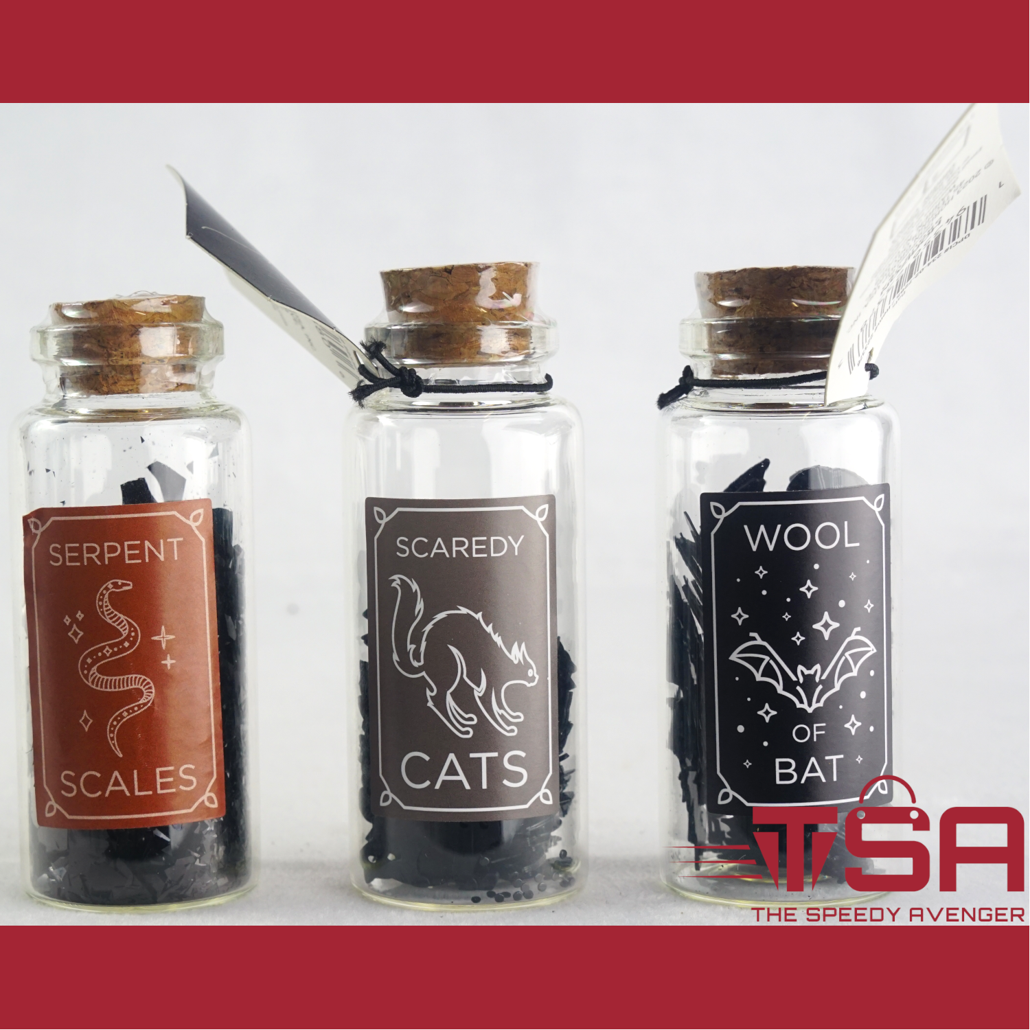 Halloween Set of 3 Mini Witch Potion Bottles with Decorative Fill Home Decor