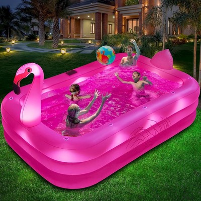 Solar Flamingo Swimming Pool for Kids,Adults Inflatable Blow up Pool New