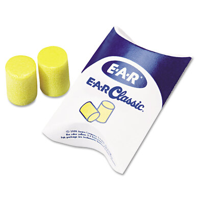3M E·A·R Classic Earplugs Pillow Paks Uncorded PVC Foam Yellow 200 Pairs 3101001