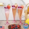 Homy Feel 5 OZ Pink Glitter Pink Rim Plastic Champagne Flutes 30 Pack, Disposable Wine Glasses,Plastic Champagne Glasses Champagne Punch,Mimosa Bar Wedding Cups for Party