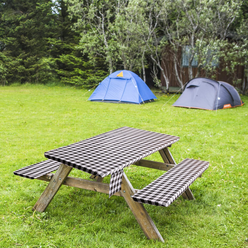 With Bench Covers, 3-piece Set Vinyl Elastic Fitted Rectangl